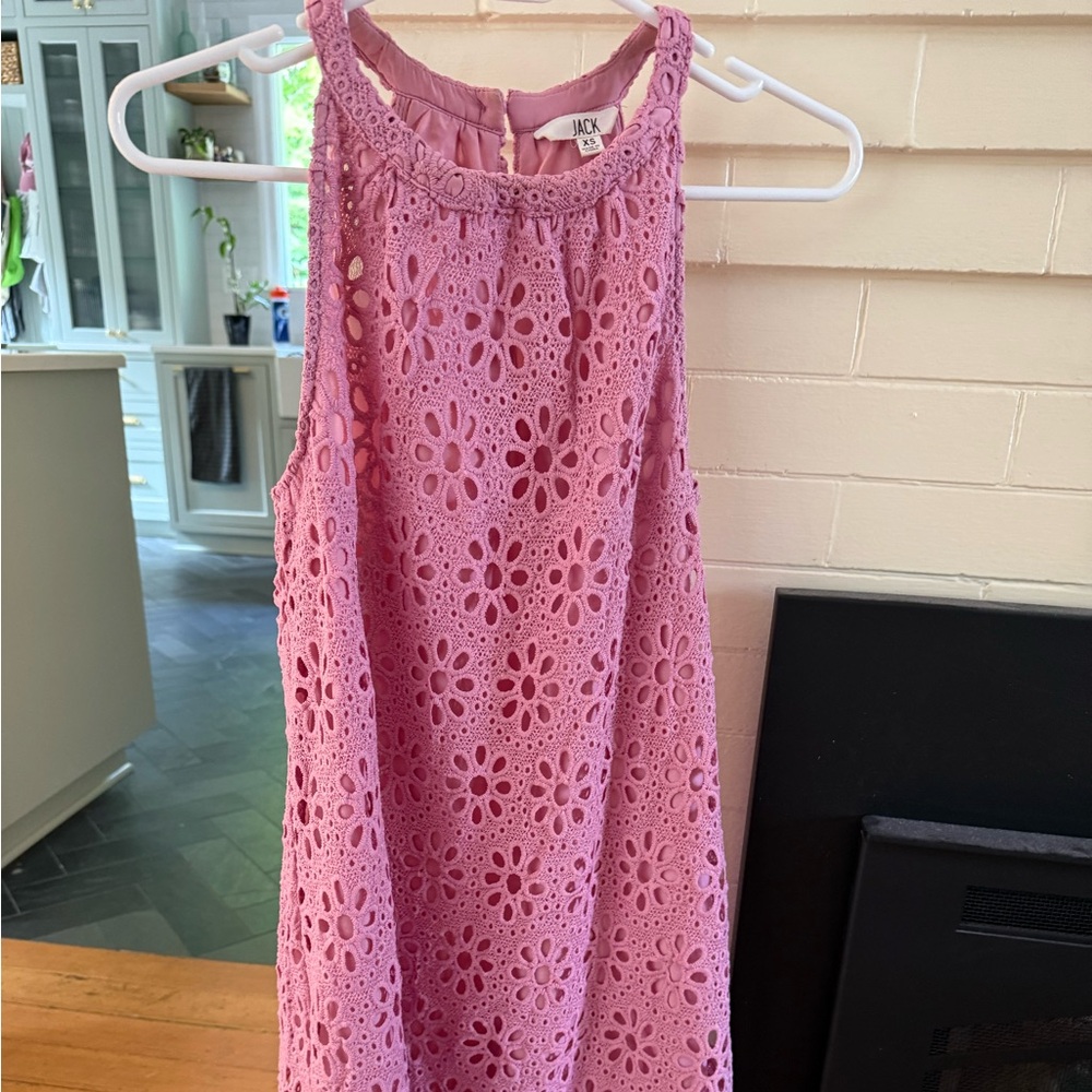 Jack by BB Dakota Pink Floral Eyelet A-Line Skirt